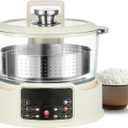 Low Sugar Rice Cooker - Multifunctional Low Carb Rice Cooke r with Auto-Lift Basket, Preset &Timer, Smart Glass Rice Cooker with Steaming, Boiling and Hotpot in One (White)