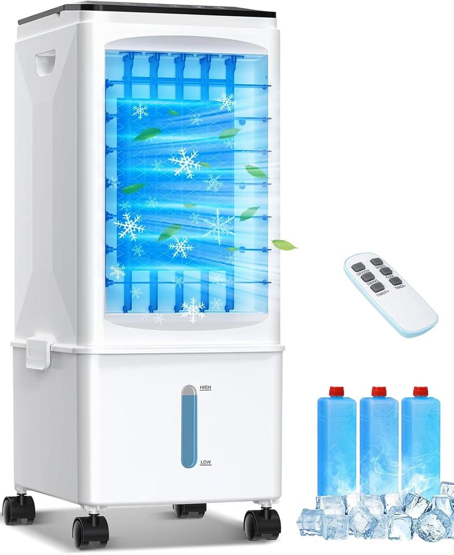 Portable Air Conditioners, [10L Larger Reservoir] Fast Cooling Quiet Evaporative Air Cooler, 4-IN-1 Portable AC Unit w/Remote, 3 Speed Swamp Cooler, Windowless Air Conditioner Fan for Room Office