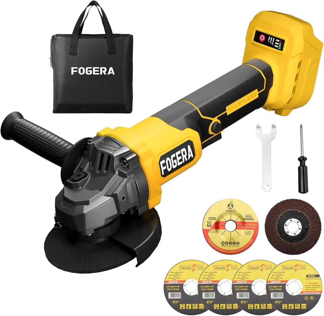 Cordless Angle Grinder, 4-1/2 Inch Power Grinder Tools Compatible with Dewalt 20V MAX Battery, 3 Speed Power Cordless Grinder for Metal Grinding, Cutting, Rust Removal (Battery Not Included)