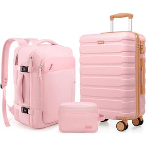 Luggage Sets 3 Piece, 20 Inch Hardshell Carry On Luggage 22x14x9 Airline Approved, Suitcase with TSA Locks & YKK Zippers, Carry On Suitcase with Wheels for Men & Women Travel