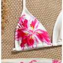 RoseSeek Girl's 3 Piece Floral Swimsuit Halter Triangle Bikini with Skirt (Pink)