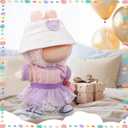 5 Pcs Stylish Set for 17cm Dolls with Fashion Hat ,Water Bottle,Skirt,Shoes and Sweater Outfit Set, Cute Doll Style Accessories Gift(Kawaii,Purple)