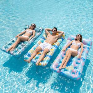 Stonful 3 Pack Inflatable Pool Float Mat, Giant Pool Floats Adult Size with Headrest, Lake Float Raft Water Lounger, Multi-Purpose Swimming Pool Floats for Pool Party, Summertime Beach