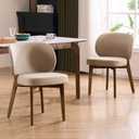 YOUNUOKE Upholstered Dining Chair, Modern PU Leather Dining Room Chair with Wood Legs, Widen Backrest Comfy Armless Side Kitchen Chairs, Khaki (Single Pack)