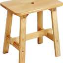 Lestar Solid Wood Stool, Small Wooden Stool Rectangle, Vanity Stool for Living Room Bathroom