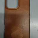 LUCKYCOIN Genuine Leather Phone Case for iPhone 16 Pro Max 6.9 in, Compatible with Magsafe, Leather Basic Cases Cover with Wireless Charging Metal Buttons, Slim Fit Slip Shockproof Protective - TAN (Brown)