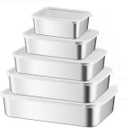5 pack Stainless Steel Food Storage Containers Metal Food Lunch Box Stackable Bento Box with Lid for Kitchen Travelnic and Camping Tableware