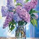 Tucocoo Paint by Number Blue Lilac in a Glass Vase Flowers DIY Painting On Canvas with Brushes Acrylic Paints Graffiti Paint by Numbers for Adults Kids Students Beginner 16x20 InchWithout Frame