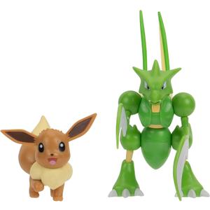 Pokemon Battle Figure 2 Pack - 2-Inch Eevee and 4.5-Inch Scyther Battle Ready Figures