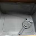 Amazon Basics Large Cat Litter Box with High Sides, Open Top for Easy Access, Includes Scoop with Storage, 19" x 15" x 11.75", Grey/Beige