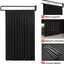 Privacy Partition Curtains with U-Shaped Rod, Privacy Curtains for Room Divider with Metal 6.56ft Flat Hook, Black Wall Mounted Dividing Curtain for Fitting Room Beauty Salon Spa Bedroom