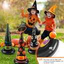 Halloween Ring Toss Games, 17PCS Inflatable Witch Hats Ring Toss Set with Plastic Rings Air Pump for Party Games Super Fun Halloween Games Activities for Kids Adults Indoor Outdoor