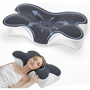 Cervical Neck Pillow for Neck Pain Relief,Contour Memory Foam Neck Support Pillow for Sleeping,Ergonomic Side Sleeper Pillow,Bed Pillows for Shoulder Pain for Back and Stomach Sleepers