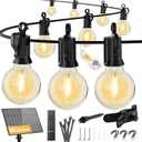 Brightown 58FT Solar String Lights Outdoor with Remote and 26 LED Shatterproof Bulbs, Dimmable & Timable, 3 Light Modes, Solar Patio String Lights Outdoor for Cafe, Garden, Deck, Outside Wedding