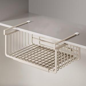 Extendable Under Shelf Storage Basket, Hanging Baskets Under Cabinet Shelf Organizer, for Cabinet Pantry Kitchen Cupboard Desk Counter Bookshelf Organization Space Saver Heavy Duty Slide-in