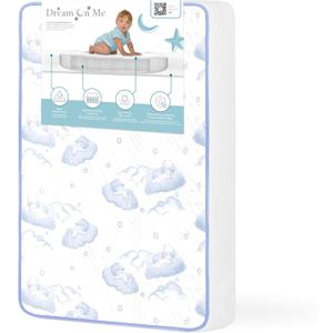 Dream On Me 2-in-1 Breathable Pocket Coils Inner Spring Portable Crib Mattress, Greenguard Gold and JPMA Certified, White, 1 Count