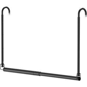 Hanging Closet Rod Adjustable Width Height Closet Rods For Hanging Clothes Black Closet Extender Hanging Rod Clothes Space-Saving Hanging Bar Organizer