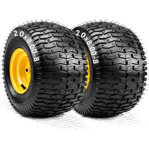 YITAMOTOR 20x8.00-8 Lawn Mower Tires & Wheel Assemblies, 4 Ply Tubeless Front Tires Replacement Fits Lawn Tractors, More Riding Mowers & Garden Vehicle | 3/4" Bore Hole, 3/16" Keyway, 960LBS (2 Pack)