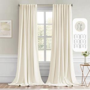 MIULEE Birch Back Tab Blackout Curtains 102 Inch Long 2 Panels Set for Bedroom, Rod Pocket/Pinch Pleated Thermal Insulated Living Room Darkening Light Blocking Floor to Ceiling Drapes