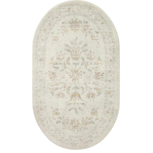 Loloi Rifle Paper Co. Courtyard Collection COU-01 Yellow/Multi 2'-3" x 3'-9" Oval Accent Rug feat. CloudPile