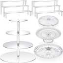 6 Pcs Acrylic Cake Stands Set Include 2 Display Risers 1 Pcs 4 Tier Cupcake Tower and 3 Clear Round Dessert Trays Cake Table Holder for Wedding Baby Shower Decoration(Novel Style)
