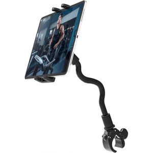 Charchendo Gooseneck Treadmill Tablet Mount, Universal Adjustment Tablet Holder for Elliptical/Spin Bike/Exercise Bike/Indoor Cycle, Compatible with 4-13'' iPad Pro/Air/Mini, iPhones, Galaxy, E-Book