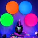 Mega-L Glow in the Dark Party Supplies,4 pcs 32 inch Round Neon Balloons for Glow Party Arches/Garlands,Glow Under Black Lights,Used for Neon Party,80s Party,Birthday, New Year Decorations