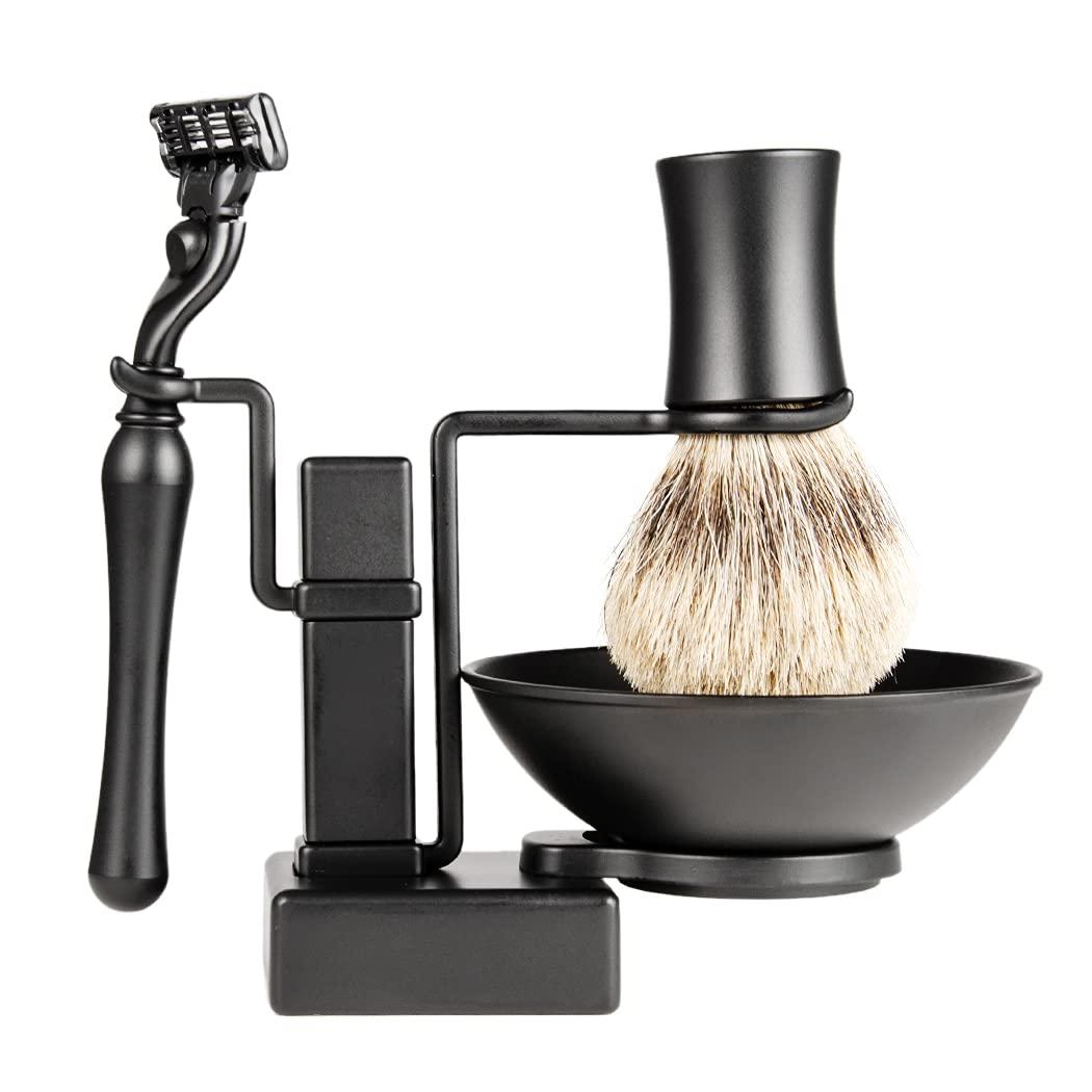 Grandslam Shaving Kit for Men, Safety Razor, Shaving BrushSoap Cream and Stand, Stainless Steel Bowl Kit Gift Set