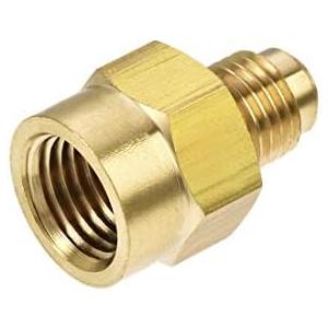 uxcell Brass Pipe fitting, 1/4 SAE Flare Male to 1/4NPT Female Thread, Tubing Adapter Hose Connector, for Air Conditioner Refrigeration