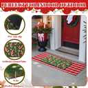2 Pcs Candy Cane Christmas Doormat 24'' x 51'' Red White Buffalo Plaid Outdoor Rug and 18'' x 28'' Candy Cane Coir Doormat Welcome Mat Non Slip Floor Mat for Outside Entrance Front Porch