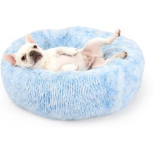 Blue Dog Bed for Small Dogs Fluffy Anti-Anxiety, Calming 23 inch Beds Washble Snuggle Safe Gradient Blue (23SmallPack of 1)