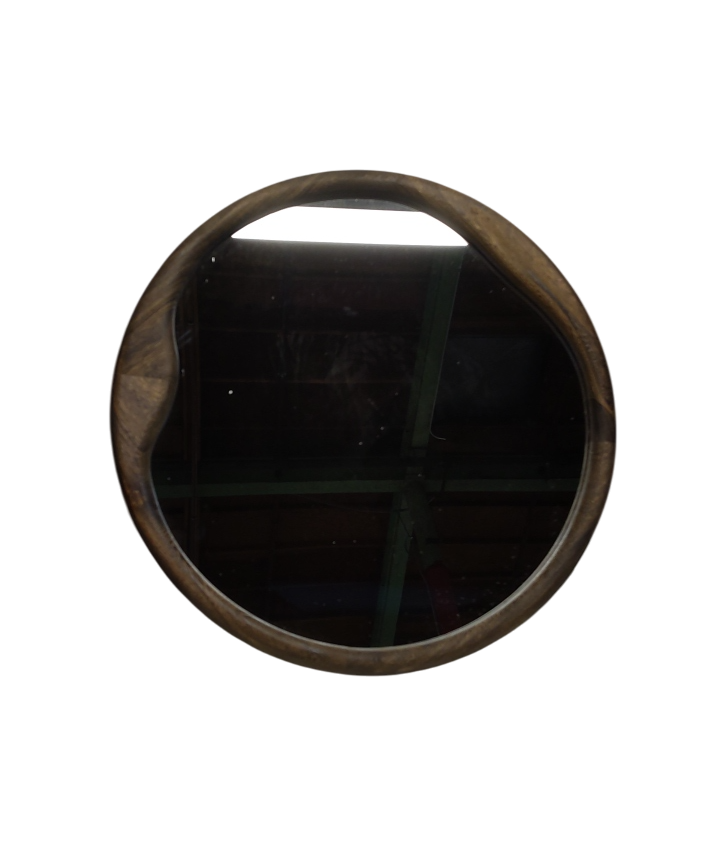 20" Round Wooden Mirror