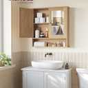 VASAGLE Bathroom Cabinet with Mirror, Wall-Mounted, 2 Mirrored Doors, 5.1"D x 22.2"W x 23"H
