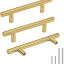 Goldenwarm 30 Pack 3-1/4 Inch Cabinet Handles - Brushed Brass Drawer Pulls - Kitchen & Bathroom Cabinet Handles Gold Decorative Dresser Hardware