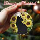 2 x Sunflower Black Cat Ornament, Christmas Ornaments, Christmas Tree Decorations, Holiday Decor, Cat Lover Gifts, Pet Gifts, Xmas Gift & Holiday Presents for Friends or Family