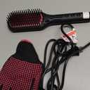 Enhanced Ceramic Hair Straightener Brush by MiroPure, 2-in-1 Ionic Straightening Brush with Anti-Scald Feature, Auto Temperature Lock & Auto-Off Function (Black) (3 Piece Set)