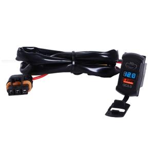 UTV Plug & Play 3.0 Dual USB and Type-C Port with Voltmeter Busbar Connector Rocker Switch Fast Charger Compatible with Polaris Ranger RZR General Pulse Bus Bar
