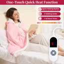 Wearable Heated Blanket Hoodie for Women, Valentines Day Gifts for Her Wife Women, Electric Throw Blanket, Heated Shawl Wraps Poncho, Mothers Day Birthday Anniversary Day Gift, Spoiled Wife Pink