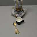 Lareina 8 Ounce Porcelain Cappuccino Cups Set of 4, Stackable Coffee Cups with Saucers, Spoons and Metal Stand -for Specialty Coffee Drinks, Cappuccino, Latte, Americano and Tea, Black