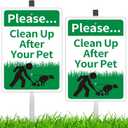 2 Pack Please Pick Up After Your Pet Sign, No Dog Poop Lawn Signs, 12''X8'' Sturdy Rust Free Aluminum Metal Signs With 28" Metal Stakes, Fade Resistant, Weatherproof, Easy to Mount