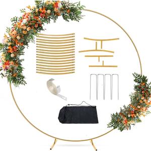 Antizz 7.2FT Round Balloon Arch Stand, Gold Metal Circle Backdrop Stand for Parties, Heavy Duty Wedding Arch for Ceremony Birthday Anniversary Bridal Graduation Party Decoration