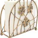 Antique Bronze Metal Floral Petals & Branches Tabletop Napkin Holder, Freestanding Tissue Dispenser (One Size)