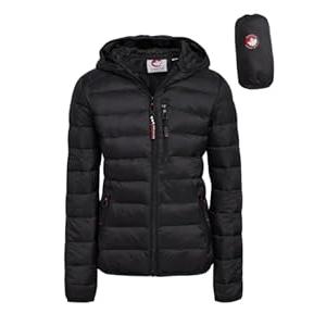 CANADA WEATHER GEAR Women's Puffer Jacket - Packable Bubble Coat, Water Resistant Outerwear Jackets for Women (XXS-M), Size Medium, Black Matte