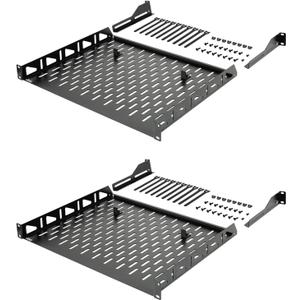 Tecmojo 1U Rack Shelf, 14 inch Depth, Anti-Slip Stops, Server & Network Shelf for 19 in Equipments, 110lbs Vented Capacity, No Lip (2 Pack)