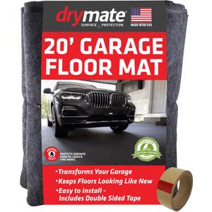 Drymate Garage Floor Mat, (20' x 7'4"), Protects Surfaces, Transforms Garage, Absorbent, Waterproof, Durable (USA Made) (Charcoal) (Includes Double Sided Tape)