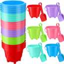 Thyle 24 Pack 5.7'' Sand Buckets Bulk for Kids Plastic Beach Buckets Pail with Shovels Fun Beach Castle Mold Sand Toys for Summer Pool Party Favor Supplies, 6 Assorted Colors