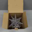 Luxspire Christmas Tree Topper, 3D Starburst Lighted Tree Topper, Plug in Christmas Star with Timer, Light Up Xmas Vintage/Modern Decorations for Holiday, Silver