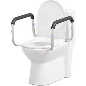 OasisSpace Medical Toilet Safety Rail - Adjustable Compact Support Frame with Hand Rails for Bathroom Toilet Seat - Easy Installation for Handicap, Elderly