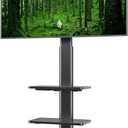 Universal Floor TV Stand with Mount for 19 to 43 inch Flat Screen TV, 100 Degree Swivel,Adjustable Height and Tilt Function, 3 Shelves Space Saving Standing TV Mount for Bedroom Living Room Corner