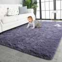 Super Soft Shaggy Rugs Fluffy Carpets 10x14 Feet, Indoor Modern Plush Area Rugs for Living Room Bedroom Kids Room Nursery Home Decor, Upgrade Anti-Skid Fuzzy Rug, Grey Purple
